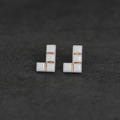 Ross Ceramic Block Earrings | Geometric Earrings ER17