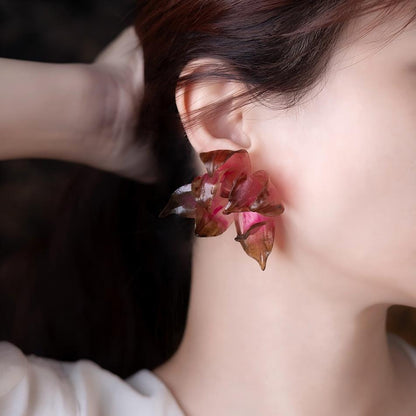 Dancer | Sculptural Leather Flower Earrings E01