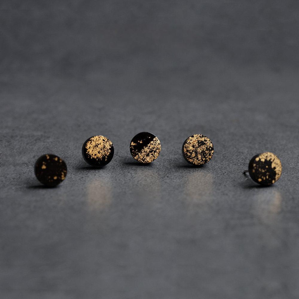 Moon Phase Ceramic Studs | 5-Piece Gold Leaf Set 003 Moon Phase — 5-Piece Set Earring