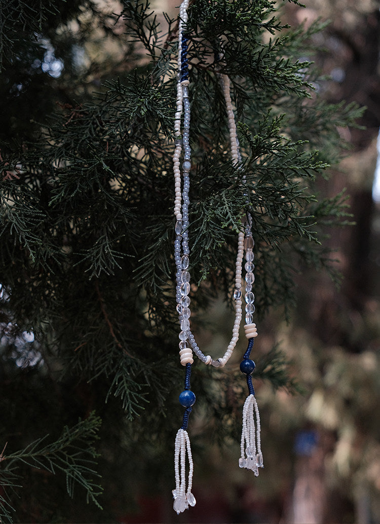 Clear Mind | Natural Stone Beaded Long Necklace N04