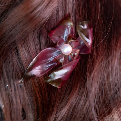 Dancer | Sculptural Leather Flower Earrings E01