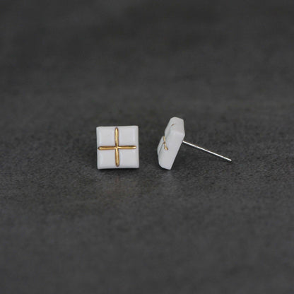 Ross Ceramic Block Earrings | Geometric Earrings ER17