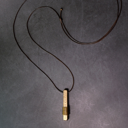Textured Brass Bar Pendant Necklace | Necklace Q022 iBrilliance shop