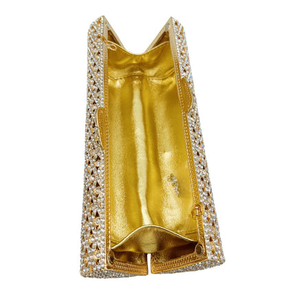 Luminous Hollow Metal Evening Clutch - Radiant Formal Statement | iBrilliance