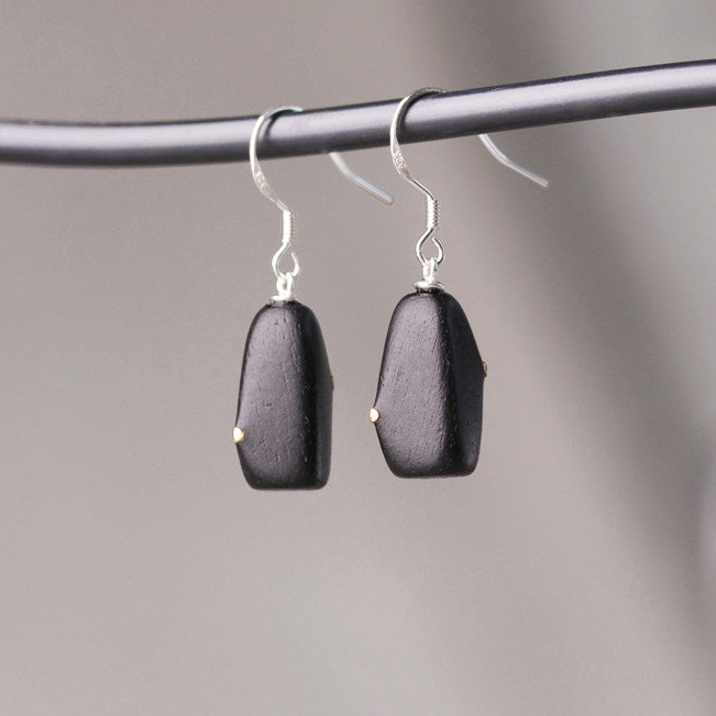 Ebony Wood Drop Earrings | Wooden Earrings ER04
