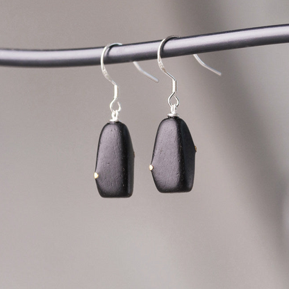 Ebony Wood Drop Earrings | Wooden Earrings ER04