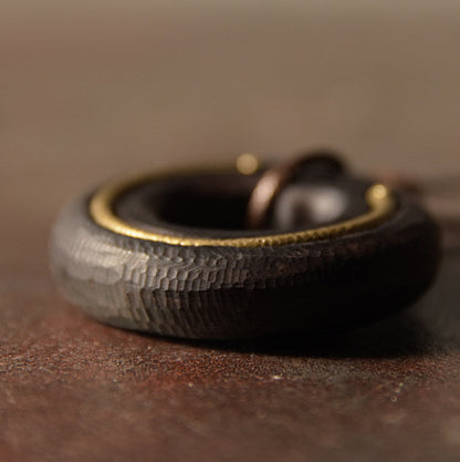 Ebony Wood Ring Pendant Necklace | Handcrafted Wooden Necklace N05