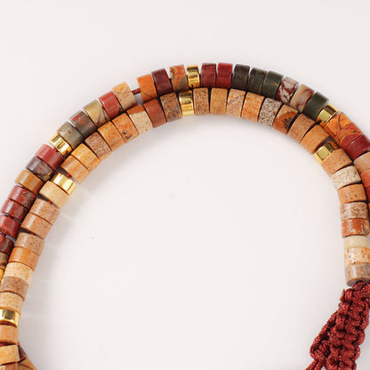 Adjustable Handmade Woven Bracelet Natural Stone Bohemian Colorful Aventurine Purple Braided Bracelet