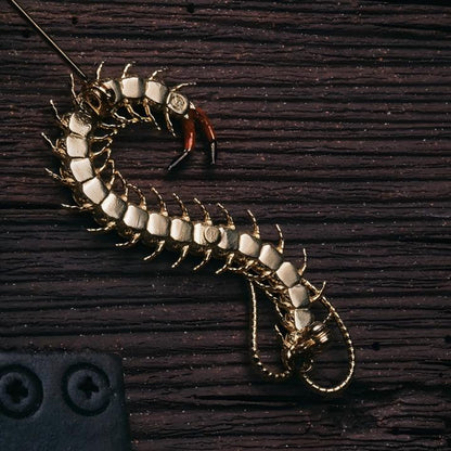 Wondrous Centipede Brooch | Brass Lost-Wax Cast Enamel Pin B02