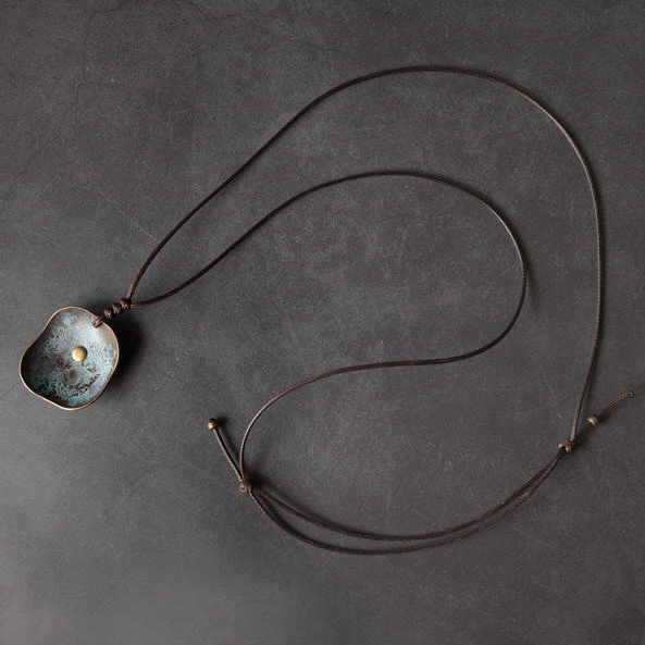 Oxidised Brass Square Pendant Necklace | Handcrafted Unisex NK07
