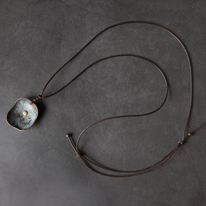 Oxidised Brass Square Pendant Necklace | Handcrafted Unisex NK07