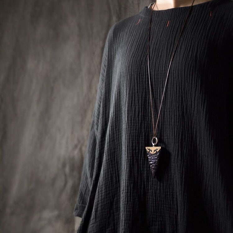 Ebony Wood Arrow Pendant Necklace | Handcrafted Wooden Necklace N02