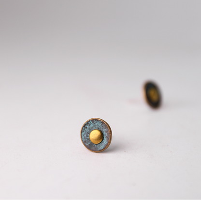 Patinated Bronze Disc Stud Earrings | ER02