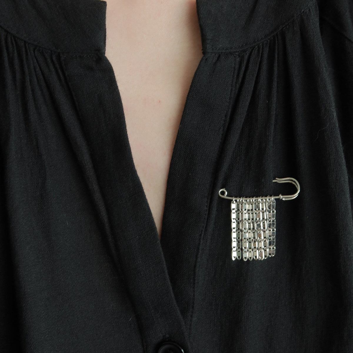 Shimmer Silver Tassel Safety Pin Brooch | Handcrafted | PN02 Brooch