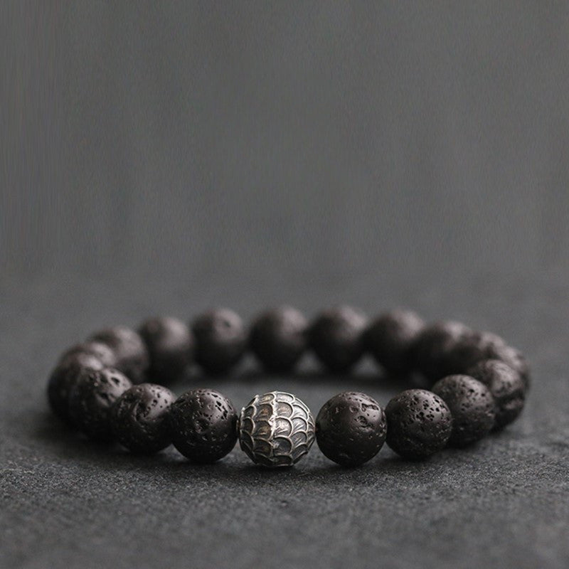 Men's Black Stone Volcanic Stone Jewelry Handheld Bracelet Fortune Bracelet