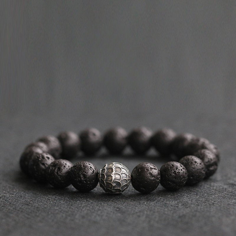 Men's Black Stone Volcanic Stone Jewelry Handheld Bracelet Fortune Bracelet
