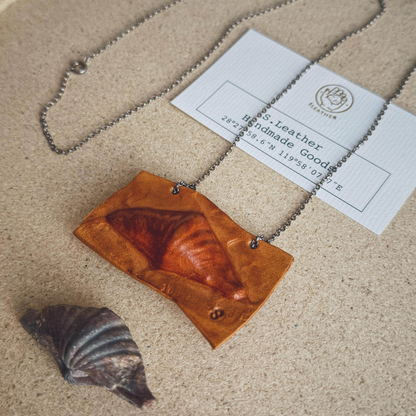 Fossil Shell Leather Pendant Necklace | Handmade Artisan Jewellery F02