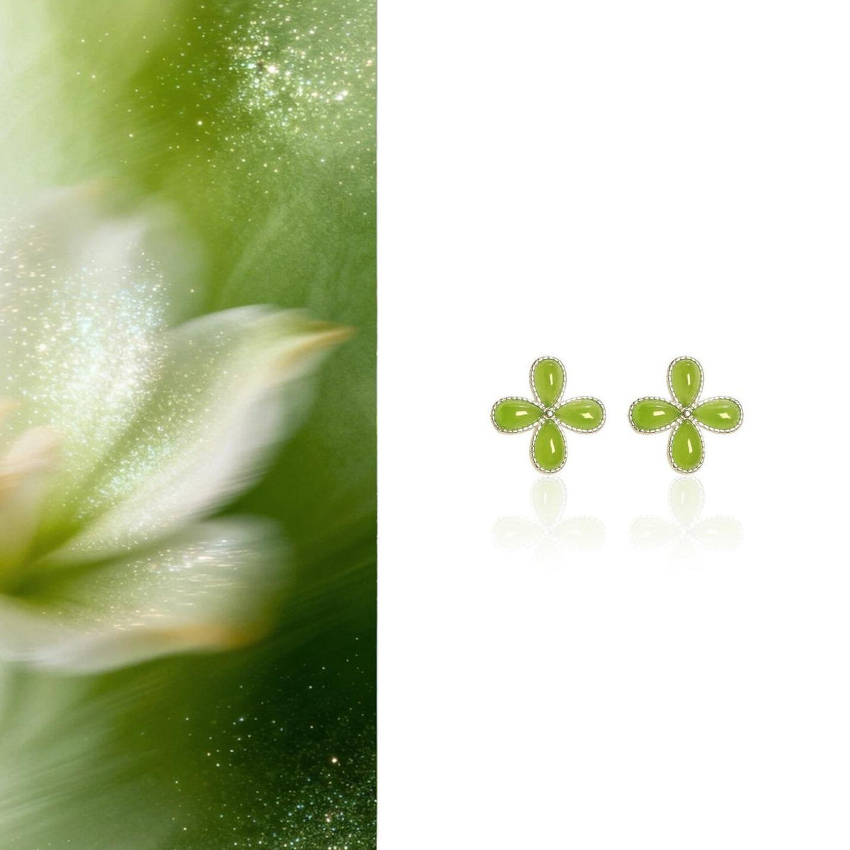 Four Seasons Joy | Jade Four-Leaf Stud Earrings SJ01 Earring