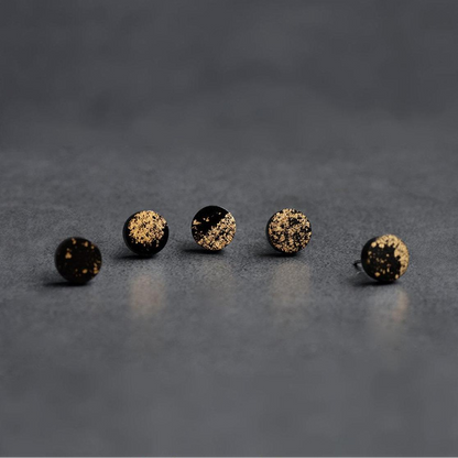Moon Phase Ceramic Studs | 5-Piece Gold Leaf Set 003 Earring