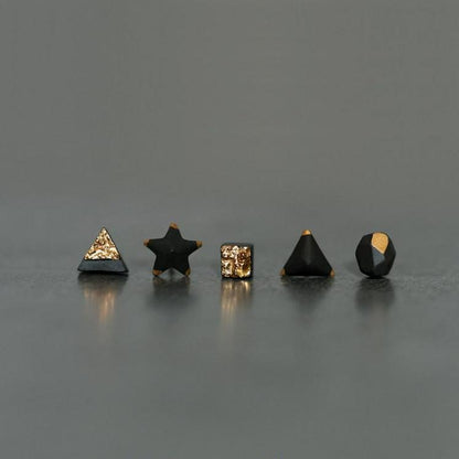 Black & Gold Ceramic Classics | 5-Piece Stud Set 002 Black & Gold Classics — 5-Piece Set Earring