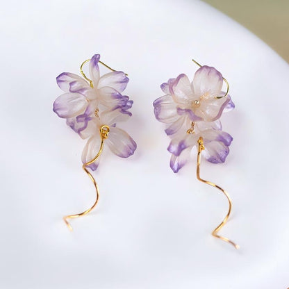 Wisteria | Sculptural Leather Flower Earrings E02
