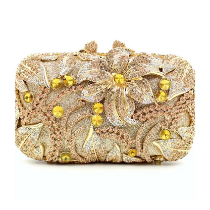 Hand fill in color crystal Lily pattern evening bags