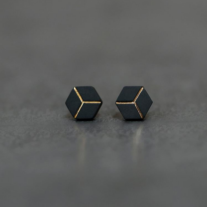 Boundary Ceramic Hexagon Earrings | Geometric Stud Earrings ER15