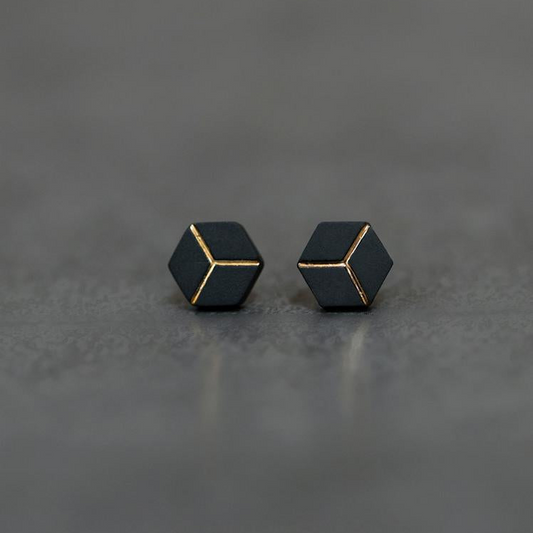 Boundary Ceramic Hexagon Earrings | Geometric Stud Earrings ER15