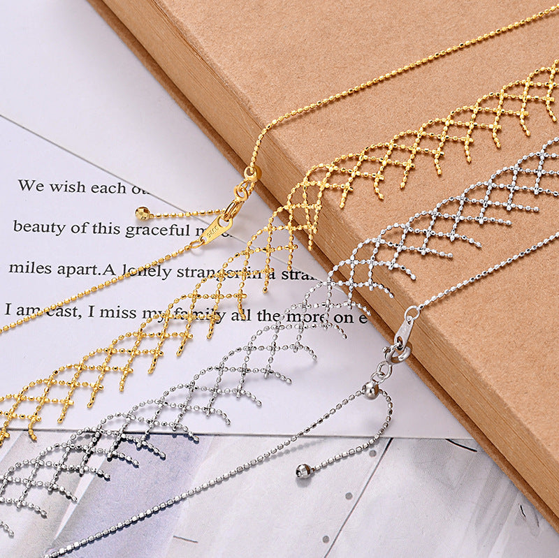 S925 Sterling Silver Lace Fringe Necklace | Adjustable Necklace NK10
