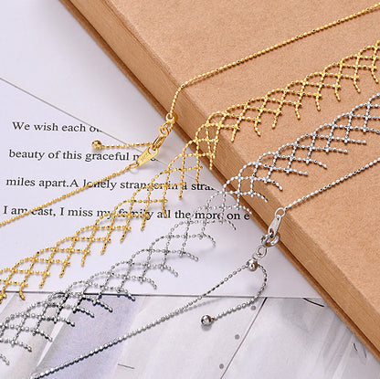 S925 Sterling Silver Lace Fringe Necklace | Adjustable Necklace NK10