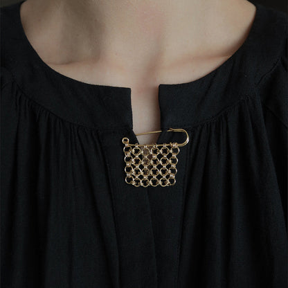 Chainmail Gold Tassel Safety Pin Brooch | Handcrafted | PN01 Gold Brooch