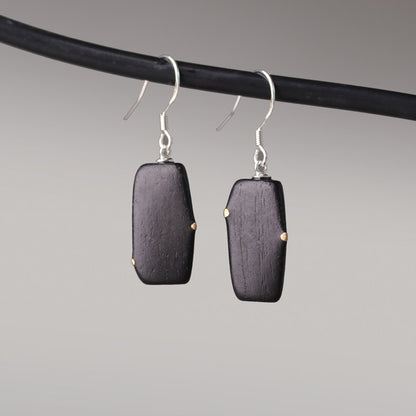 Ebony & Brass Dot Geometric Drop Earrings | ER01