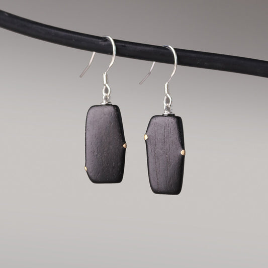 Ebony & Brass Dot Geometric Drop Earrings | ER01 Earring