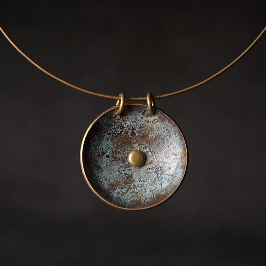 Oxidised Brass Circle Pendant | Necklace NK08 Large Circle – Collar Chain Necklace