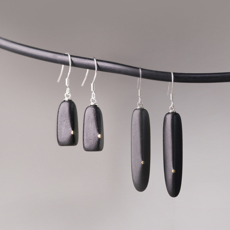 Ebony Wood Drop Earrings | Wooden Earrings ER04