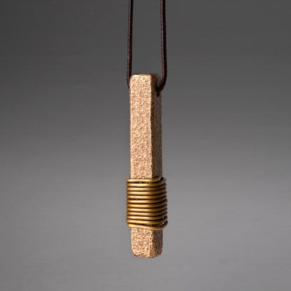 Textured Brass Bar Pendant Necklace | Necklace Q022 iBrilliance shop
