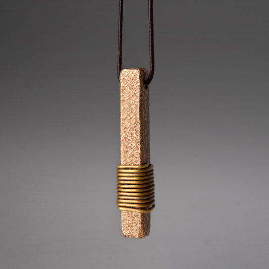 Textured Brass Bar Pendant Necklace | Necklace Q022 Antique Brass