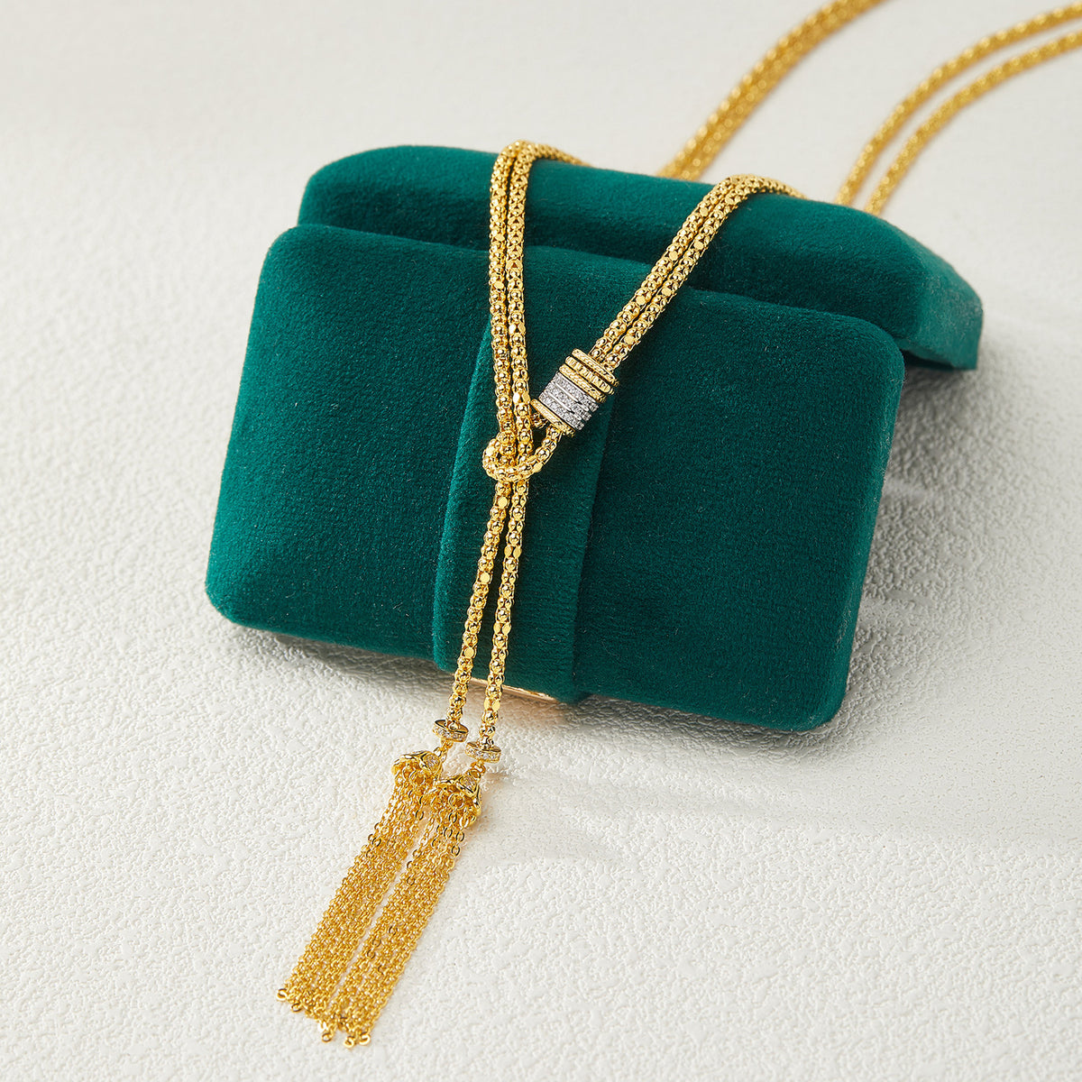 Sterling Silver Double-Chain Tassel Lariat Necklace | Adjustable Necklace NK13 Necklace
