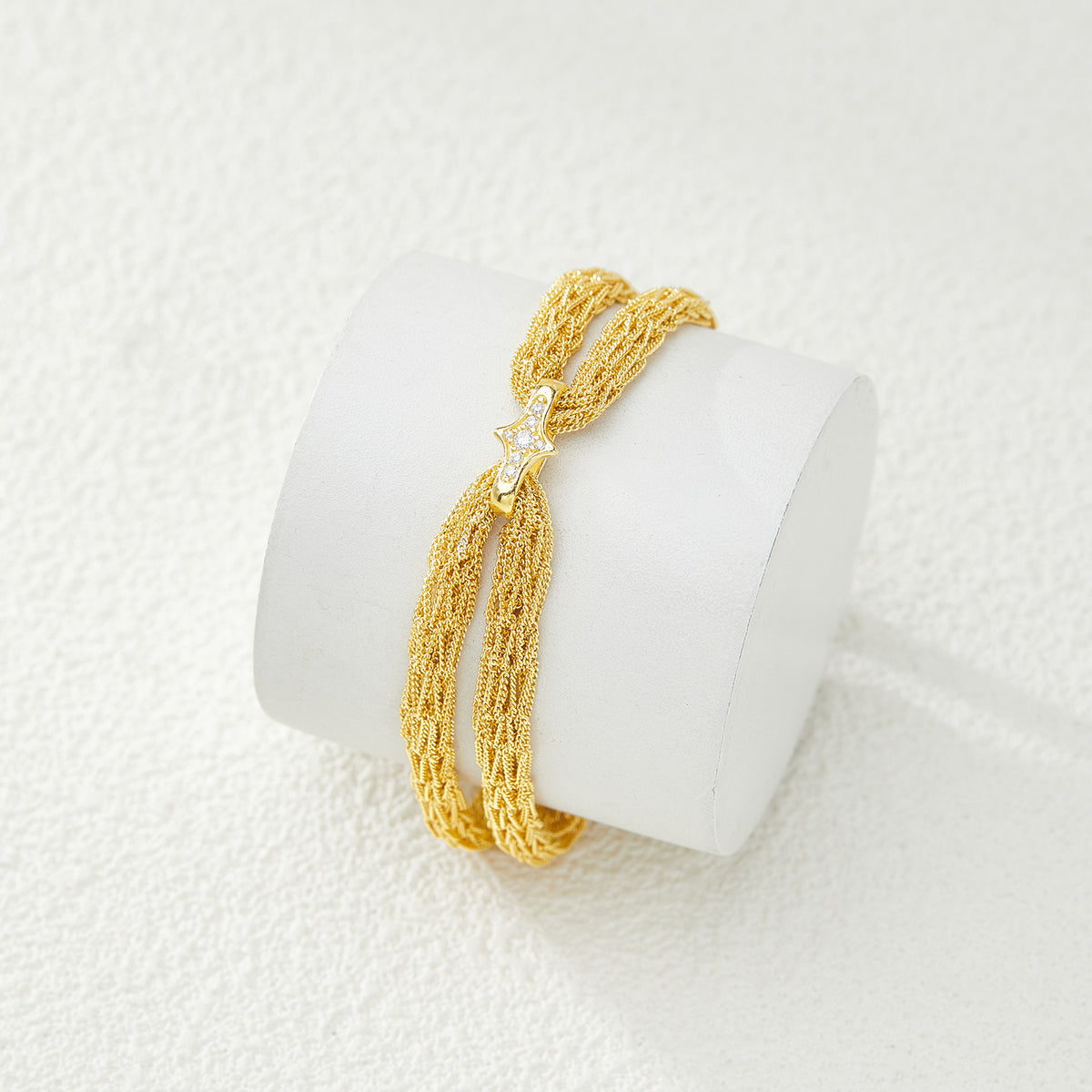 Sterling Silver Four-Point Star Mesh Bracelet | Woven Bracelet BR09