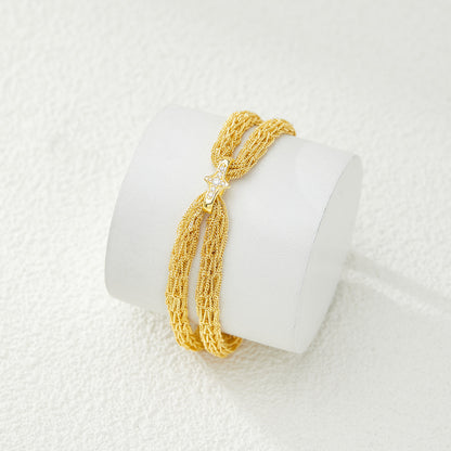 Sterling Silver Four-Point Star Mesh Bracelet | Woven Bracelet BR09