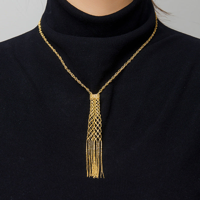 Lace Fishtail Tassel Necklace | Sterling Silver Gold Tone Necklace