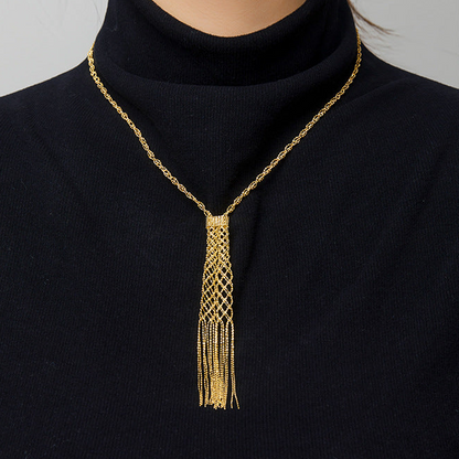 Lace Fishtail Tassel Necklace | Sterling Silver Gold Tone Necklace