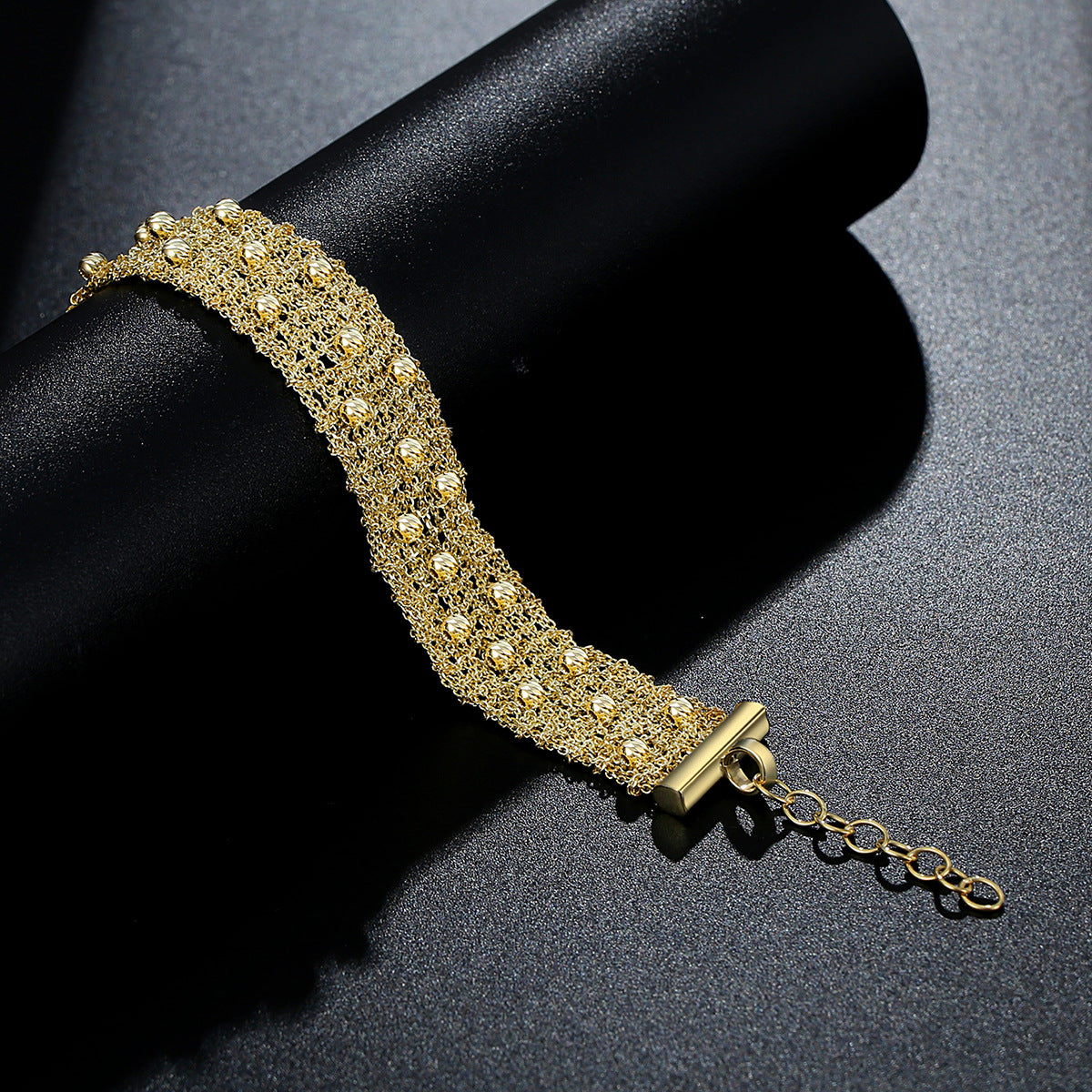 Sterling Silver Woven Bead Bracelet | Gold Tone Bracelet BR06