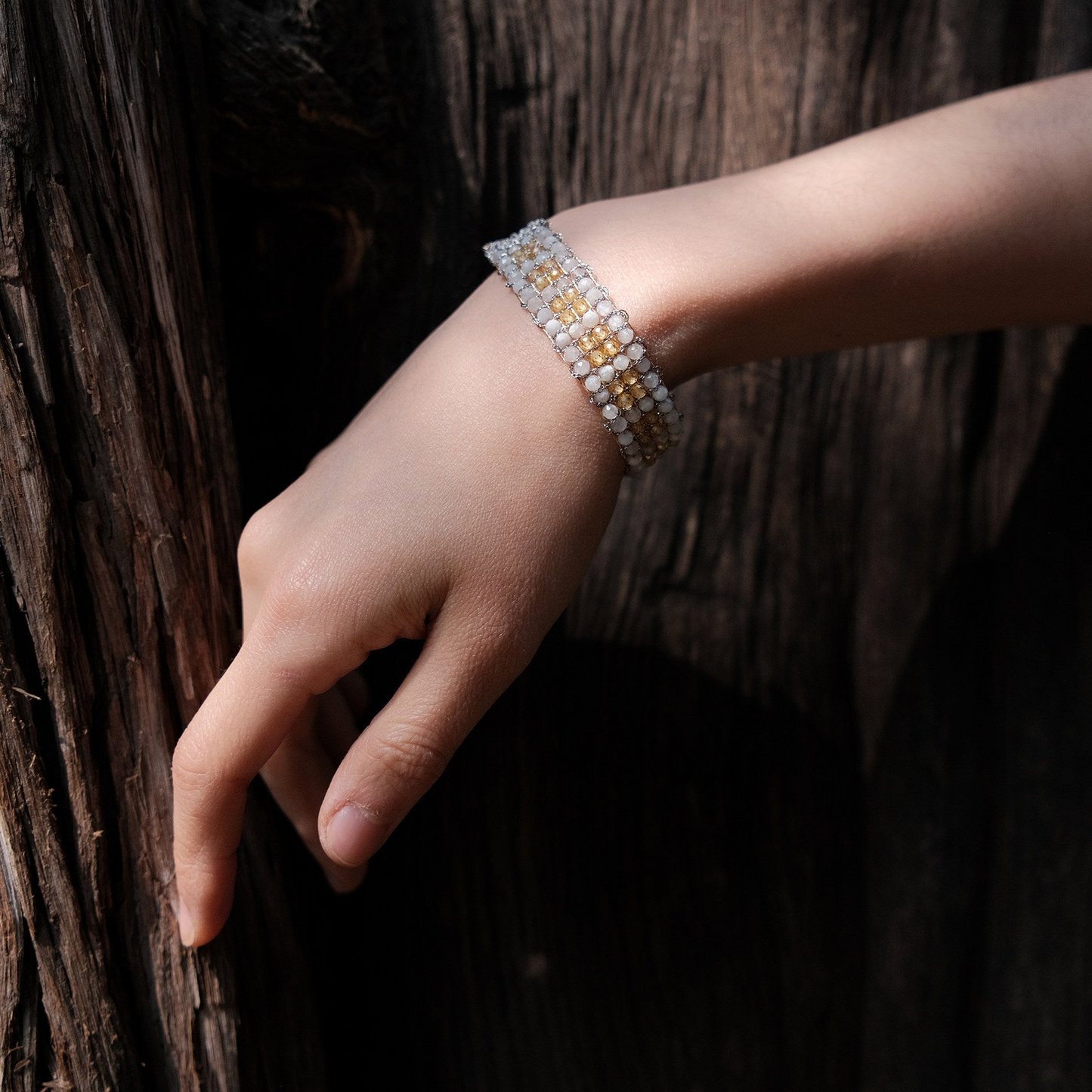 Between the Clouds | Handwoven Crystal Beaded Bracelet B03