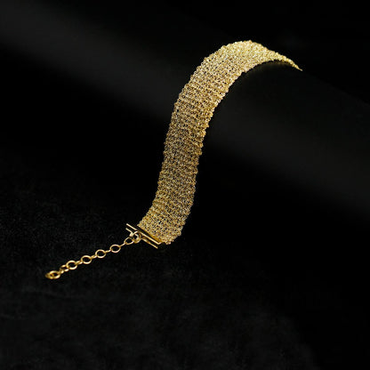 Sterling Silver Cross-Woven Mesh Bracelet | Gold Tone Bracelet BR07 Bracelet