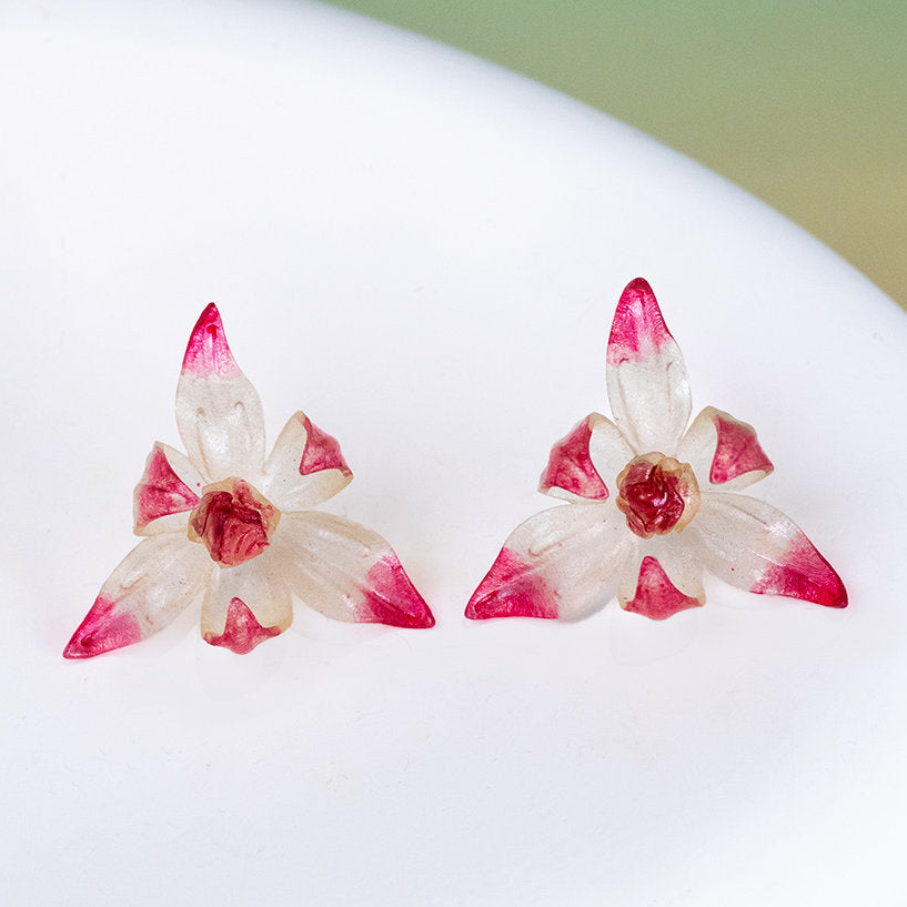 Blush | Thermochromic Leather Flower Earrings E05