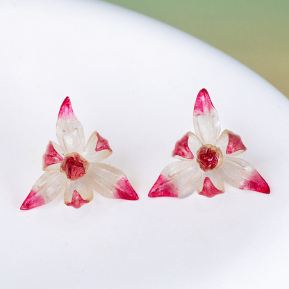 Blush | Thermochromic Leather Flower Earrings E05