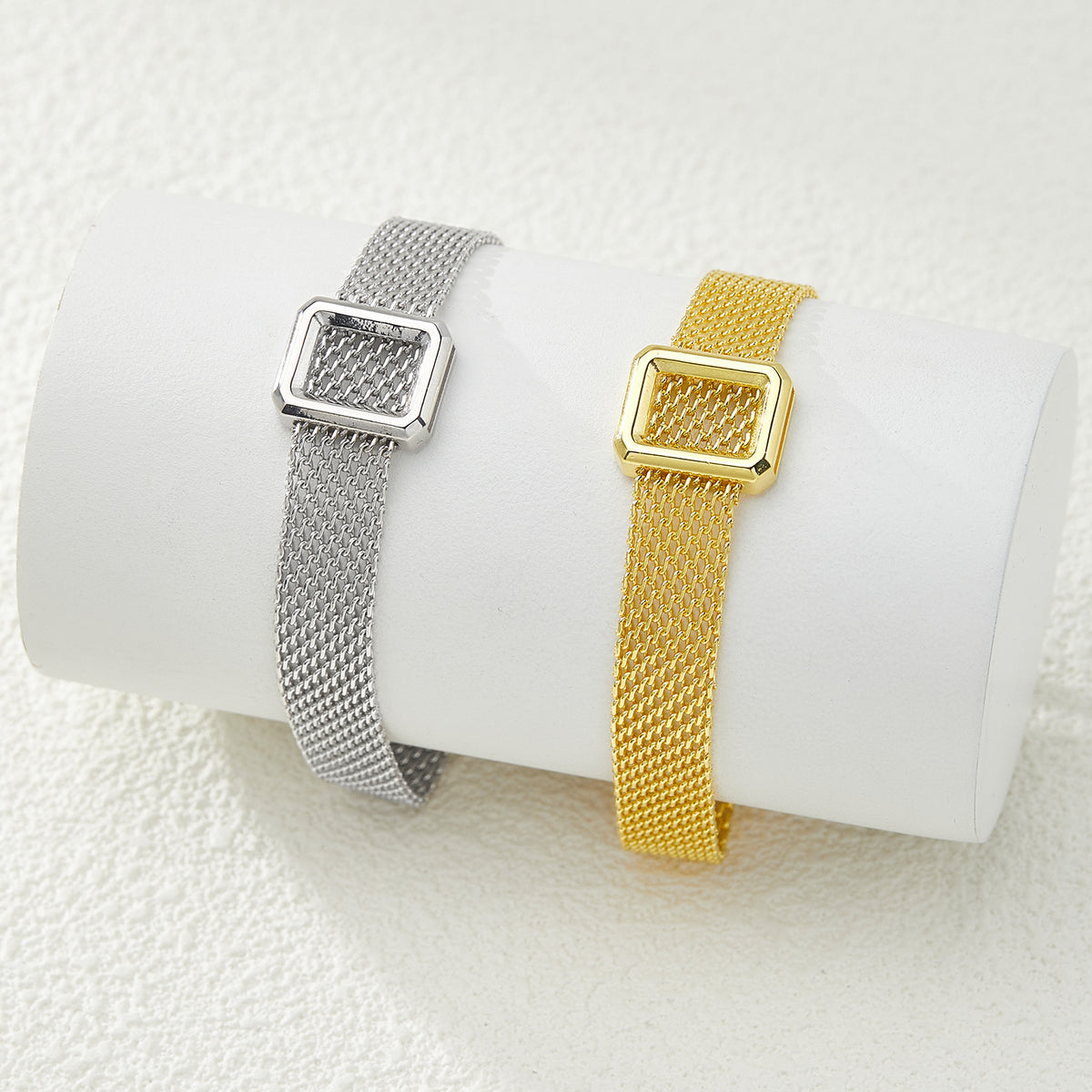 Sterling Silver Square-Detail Mesh Bracelet | Woven Bracelet BR11 Bracelet