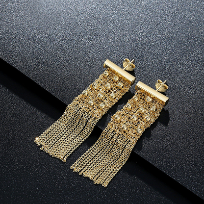 Sterling Silver Woven Bead Tassel Earrings | Drop Earrings ER05 Earring
