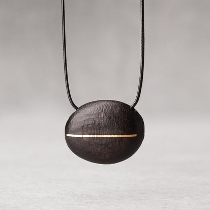 Ebony & Brass Inlay Oval Pendant Necklace | NK02